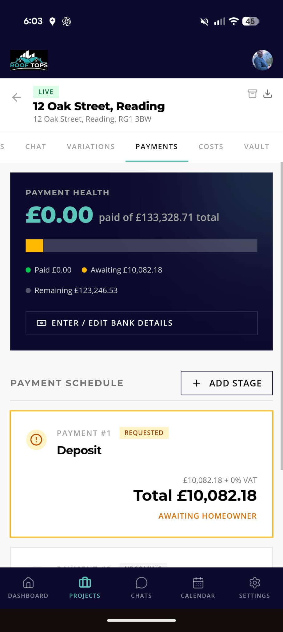 BuildHub payment ledger view