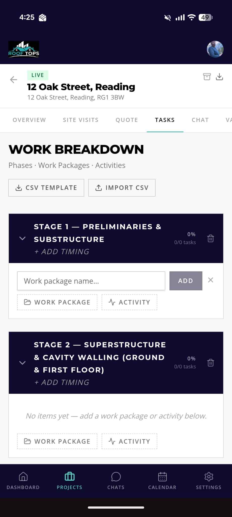 Site visits on the go — BuildHub app screenshot